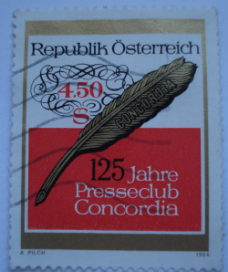 4.50 Shillings 1984 - Aniversarea de 125 de ani a Asociației Austriece a Presei „Concordia”