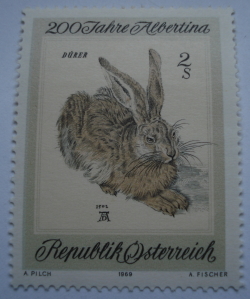2 Schiling 1969 - "Young Hare" by Albrecht Durer, European Hare (Lepus europae)