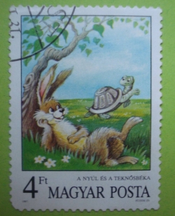 Image #1 of 4 Forint - The Tortoise and the Hare, Aesop's Fables