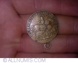 medalie S.GEORGIUS EOVITUM PATRONUS reprezentand pe SF GHEORGHE OMORAND BALAURUL SI PE  ISUS  RATACIT PE MARE INTRO CORABIE