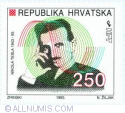 Image #1 of 250 Dinar 1993 - The 50th anniversary since the death of Nikola Tesla