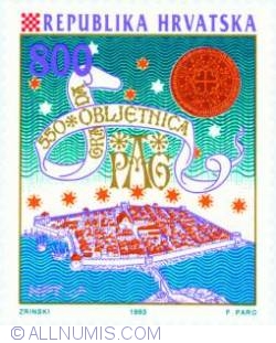 Image #1 of 800 Dinar 1993 - 550 Year Anniversary of the Town Pag