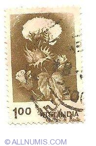Image #1 of 1 Rupee 1980 - Cotton (Gossypium sp.)