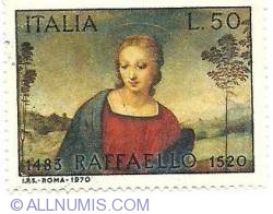 50 Lire 1970 - „Madona cu sticletele” (detaliu), Raffaello (1483-1520)