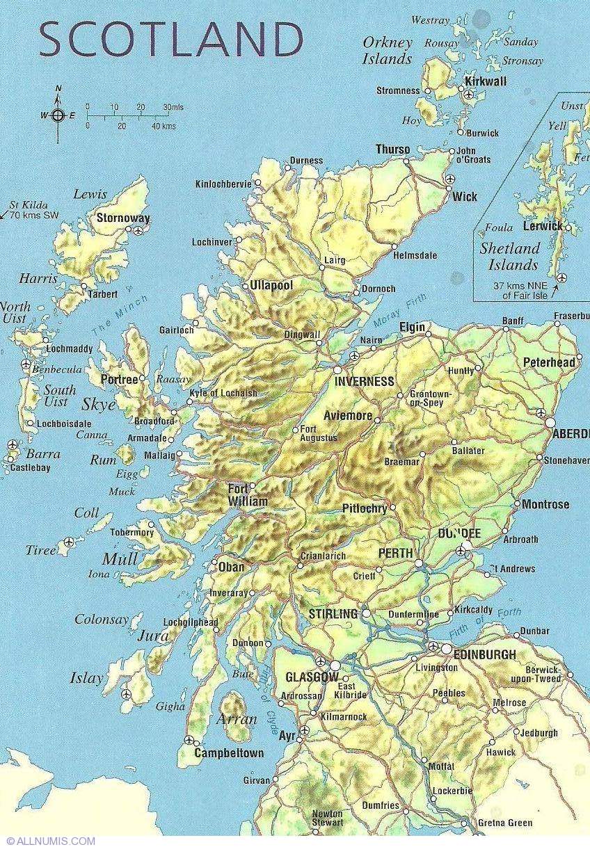 Scotland Map, Scotland-tourist - Great Britain and UK - Postcard - 1964