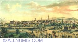 Sibiu - Vedere a oraşului dinspre nord. Pictură în ulei de Franz Neuhauser 1818