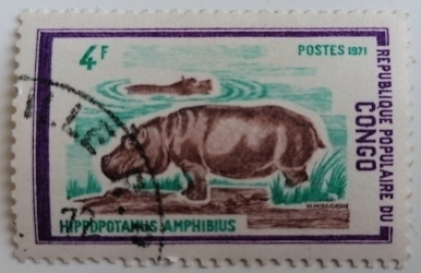 4 Francs - Common Hippopotamus (Hippopotamus amphibius)