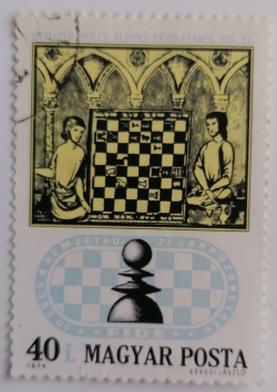 Image #1 of 40 Filler 1974 - Chess Players from 15th Century Manuscript