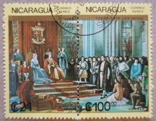 Image #1 of 121 Cordoba - Ferdinand, Isabella, Columbus with crew before throne