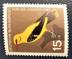 Image #1 of 15 + 5 Pfennig 1963 - Golden Oriole (Oriolus oriolus)