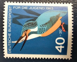 Image #1 of 40 + 20 Pfennig 1963 - Common Kingfisher (Alcedo atthis)