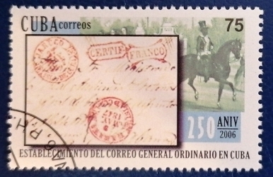 Image #1 of 75 Centavos 2006 -  250th Anniversary of Cuban Postal Service