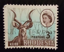 Image #1 of 3 Pence 1966 - Greater Kudu (Tragelaphus strepsiceros)