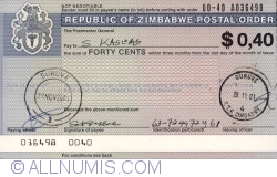 Image #1 of 40 Cents 2001 (issued in Guruve la 29.11.2001 - paying in Guruve la 29.11.2001)