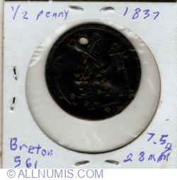 Image #2 of half penny token TS Brown 1837