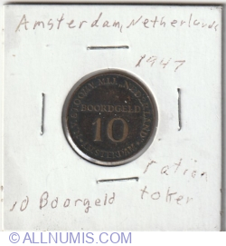 10 Boorgeld 1947 Stoomvaart Maatschappij Shipping ration token