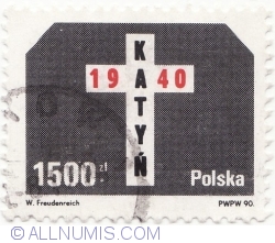 Image #2 of 1500 Zloty 1990 - Katyn 1940