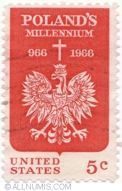 Image #1 of 5 Cents 1966 - Mileniul Poloniei
