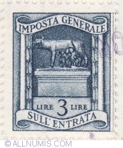 3 Lire 1959 - General Income Tax