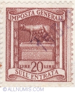 Image #2 of 20 Lire 1959 - Revenue stamp for the turnover tax