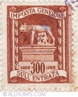 Image #1 of 300 Lire 1961 - Revenue stamp for the turnover tax