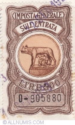 Image #1 of 500 Lire 1959 - Revenue stamp for the turnover tax