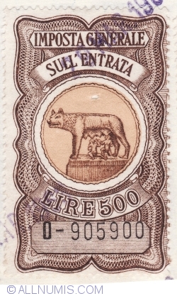 Image #2 of 500 Lire 1959 - Impozit general pe venit