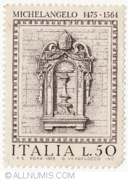 Image #2 of 50 Lire 1975 - Michelangelo: Nișă în Palatul Vatican