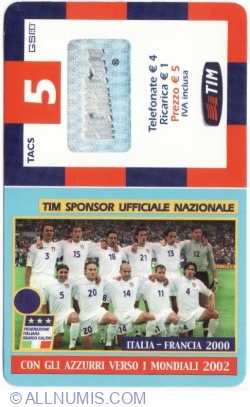 5 Euro - TIM, Sponsor oficial al naționalei de fotbal  (Italia - Franța, 2000)