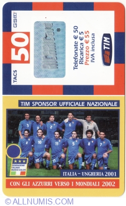 55 Euro - TIM, Sponsor oficial al naționalei de fotbal  (Italia - Ungaria, 2001)