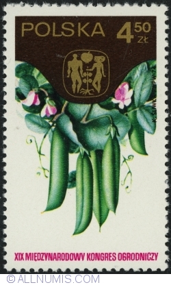 Image #1 of 4,50 Złoty 1974 - 19th International Horticultural Congress, Warsaw - Peas