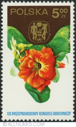 Image #1 of 5 Złotych 1974 - 19th International Horticultural Congress, Warsaw - Nasturtiums