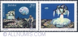 Image #1 of 2,50 Złoty 1969 - Modulul lunar pe Lună și Pământul (Apollo 11)