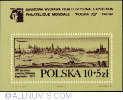 Image #1 of 10 + 5 Złotych 1973 - Poznań 1740 by Friedrich Bernhard Werner (Souvenir Sheet)