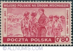 Image #1 of 80 Groszy 1943 - Generalul Sikorsky și soldați polonezi în Orientul Mijlociu, 1943