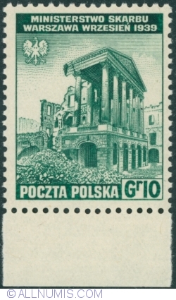 10 Groszy 1941 - Polish Ministry of Finance Ruins, Warsaw (1939)