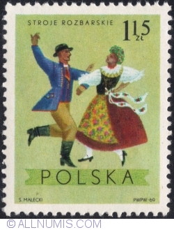 Image #1 of 1,15 Złoty 1969 - Regional costumes: Rozbark, Katowice