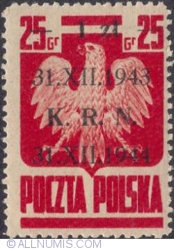 Image #1 of 1 Zloty on 25 Groszy 1944 - K.R.N.