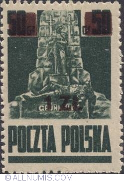 Image #1 of 1 Zloty on 50 Groszy 1945 - Grunwald Monument