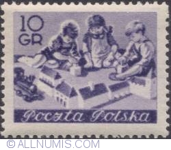 10 groszy 1953 -  Children at play