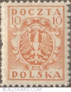 10 Halerzy 1919 - Eagle - Coat of arms-perforated