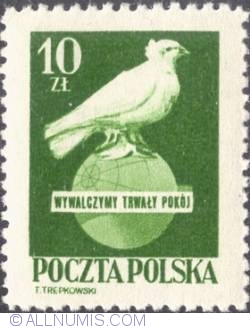 Image #1 of 10 złotych 1950 - Dove on Globe