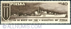 Image #1 of 40 Groszy 1970 - Grunwald Cross and Warship "Piorun" (Thunderbolt)