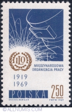 Image #1 of 2,50 Złoty 1969 - 50th anniversary of the International Labour Organisation