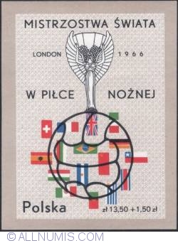 13,50+1,50 złotego 1966 - Jules Rimet Cup and Flags of Participating Countries