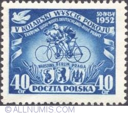 1,40 złotego 1952 - Racing cyclists