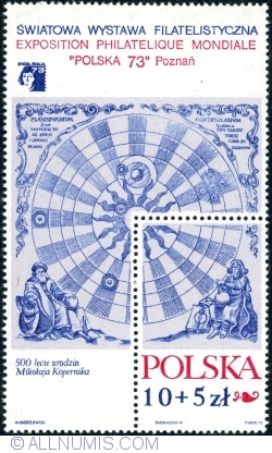 Image #1 of 10 + 5 Złotych 1972 -Nicolaus Copernicus (Souvenir Sheet)