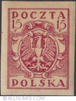 15 Fenigow 1919 - Polish eagle on a baroque shield