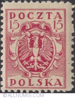 15 Fenigow 1919 - Polish eagle on a baroque shield
