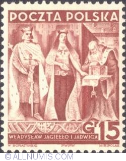 Image #1 of 15 Groszy 1939 - King Ladislas II Jagello and Queen Hedwig. (no swords)